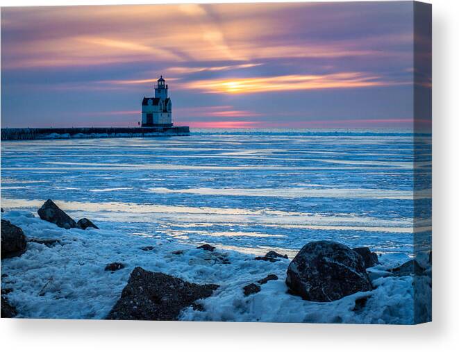 Lighthouse Canvas Print featuring the photograph Cold Pastels by Bill Pevlor