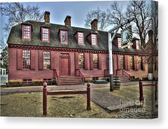 Tavern Canvas Print featuring the photograph Colonial Williamsburg Wetherburn Tavern by Gene Bleile Photography 