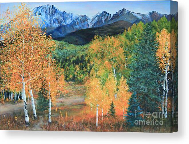 Landscape Canvas Print featuring the painting Colorado Aspens by Jeanette French