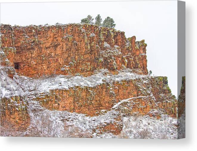 Red Sandstone Canvas Print featuring the photograph Colorado Red Sandstone Country Dusted with Snow by James BO Insogna