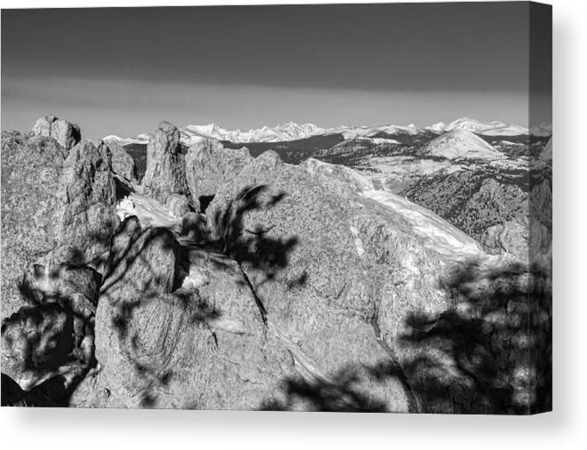 Rocky Mountains Canvas Print featuring the photograph Colorado Rocky Mountain Scenic View in Black and White by James BO Insogna