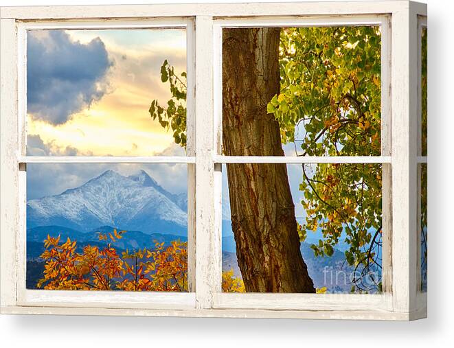 'window Frame Art' Canvas Print featuring the photograph Colorado Rocky Mountains Rustic Window View by James BO Insogna