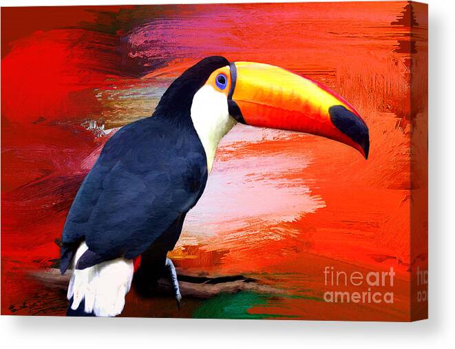 Toucan Canvas Print featuring the digital art Colorful Toucan by Jayne Carney