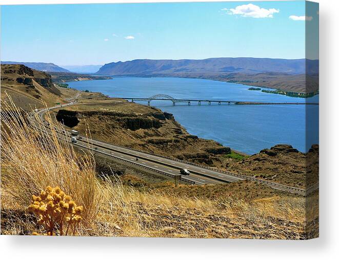 Bridge Canvas Print featuring the photograph Columbia River Vantage Point by Jean Wright