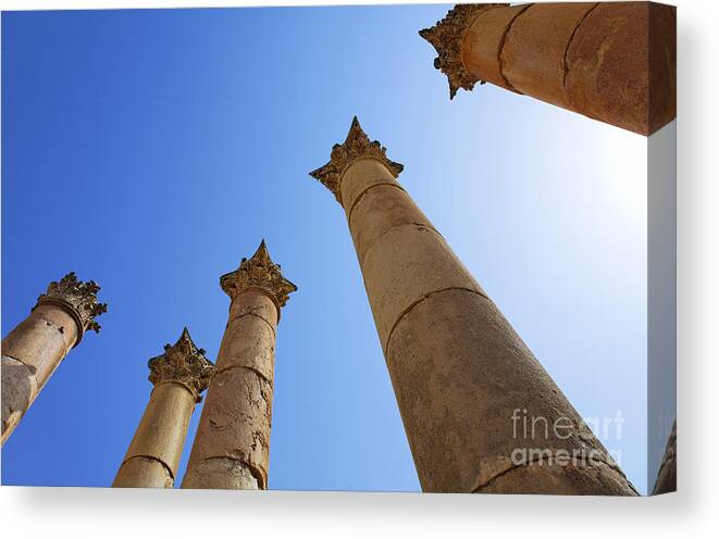 Columns Canvas Print featuring the photograph Columns at the Temple of Artemis at Jerash Jordan by Robert Preston