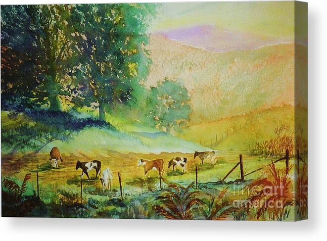 Country Landscape Canvas Print featuring the painting Comin' Home by Marilyn Smith