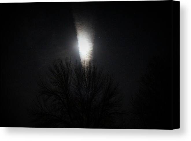 Contrail Canvas Print featuring the photograph Contrail Full Moon by Elizabeth Sullivan