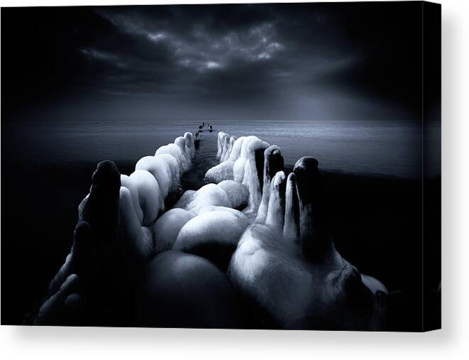 Ice Canvas Print featuring the photograph Cooled Stones by Dmitry Kulagin