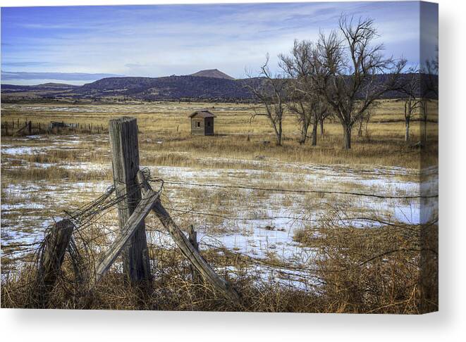 Color Landscape Photography Canvas Print featuring the photograph Corner Post by David Waldrop