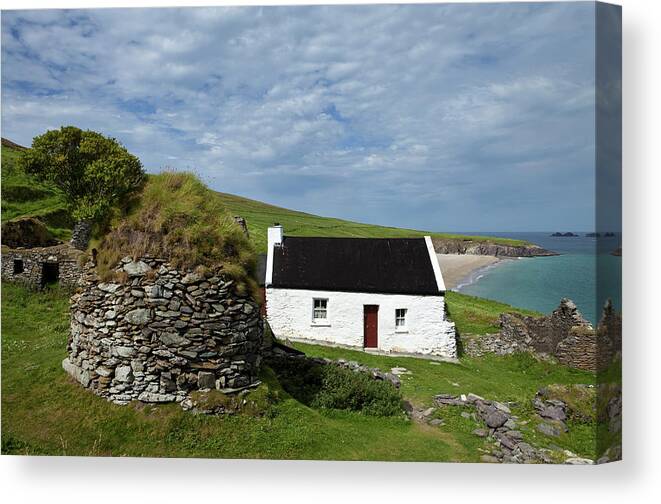 Photography Canvas Print featuring the photograph Cottage And Deserted Cottages On Great by Panoramic Images