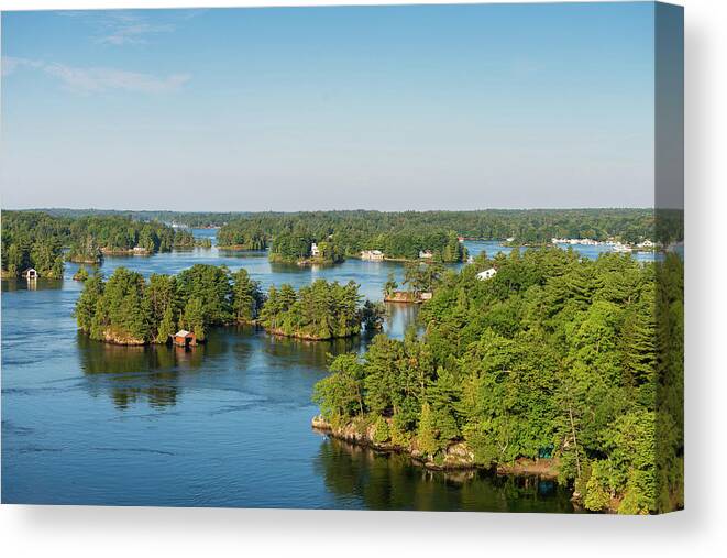 Photography Canvas Print featuring the photograph Cottages In Thousand Islands Region by Panoramic Images