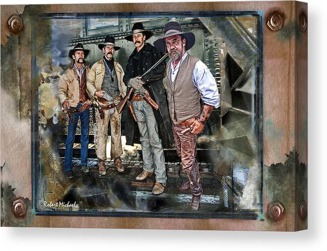 Digital Canvas Print featuring the photograph Cowboys In Williams Arizona by Robert Michaels