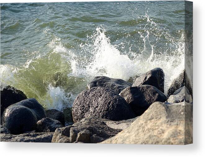 Crashing Waves Canvas Print featuring the photograph Crashing Waves on the Sea of Galilee by Rita Adams