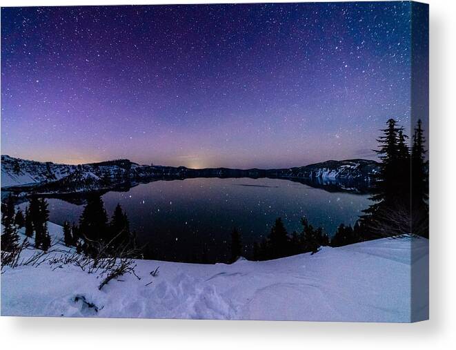 Crater Lake Canvas Print featuring the photograph Crater Lake Reflections by Mike Ronnebeck