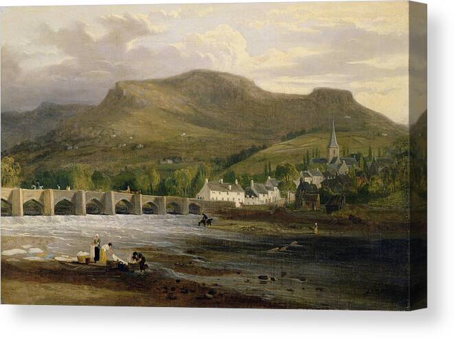 Landscape Canvas Print featuring the photograph Crickhowell, Breconshire, C.1800 Oil On Canvas by English School