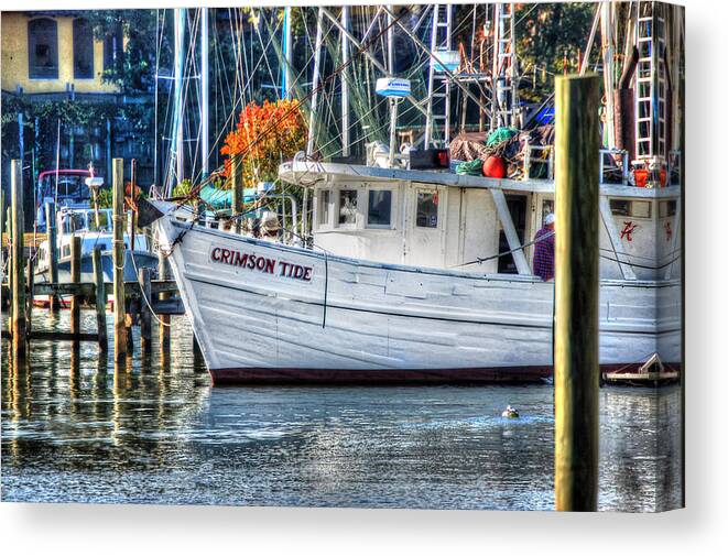 Alabama Canvas Print featuring the painting Crimson Tide in Harbor by Michael Thomas