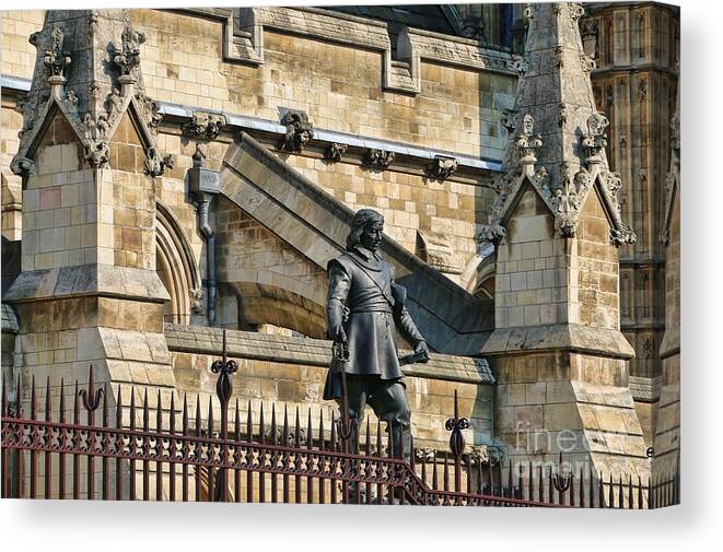 Cromwell Statue Canvas Print featuring the photograph Cromwell Statue and Parliament 5296 by Jack Schultz