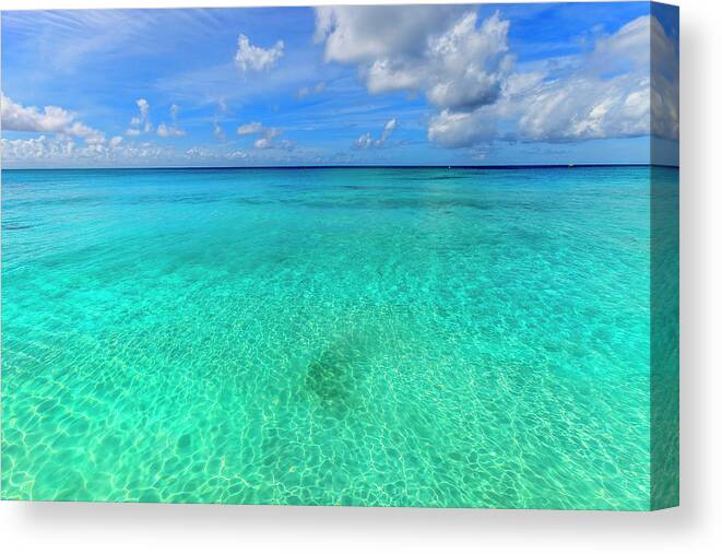 Water's Edge Canvas Print featuring the photograph Crystal Clear Water Of Barbados by Flavio Vallenari