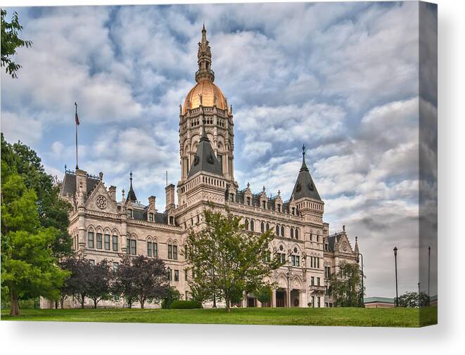 Buildings Canvas Print featuring the photograph CT State Capitol Building by Guy Whiteley