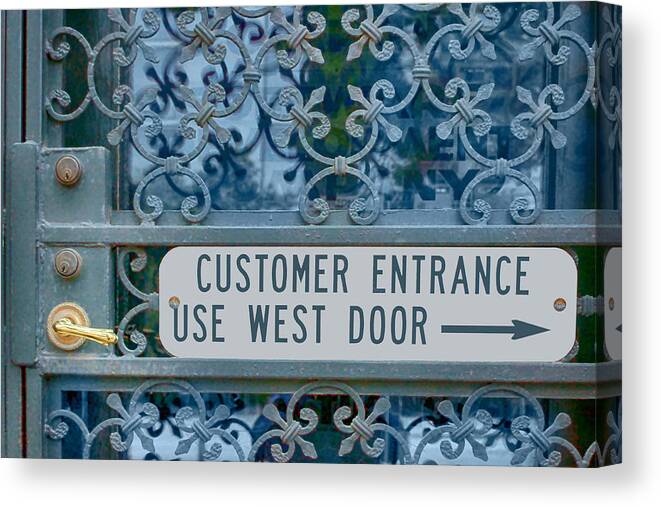 Signs Canvas Print featuring the photograph Customer Entrance by Nikolyn McDonald