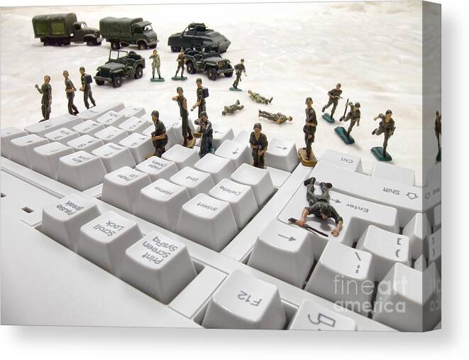Computer Canvas Print featuring the photograph Cyber Attack by Olivier Le Queinec
