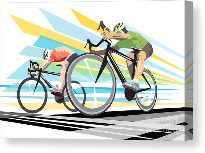 Cycling Canvas Print featuring the digital art Cycling sprint poster print Finish Line by Sassan Filsoof