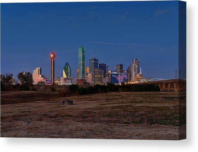 Dallas Canvas Print featuring the photograph Dallas at Dusk by Mark Whitt