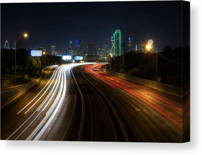 Dallas Canvas Print featuring the photograph Dallas Night light by Jonathan Davison