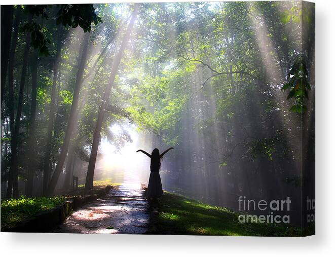 Sunrise Canvas Print featuring the photograph Dancing In God's Light CopyRight WillaDawn Photography by Melissa Petrey
