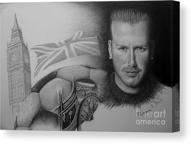 David Beckham Canvas Print featuring the drawing David Beckham by Geni Gorani