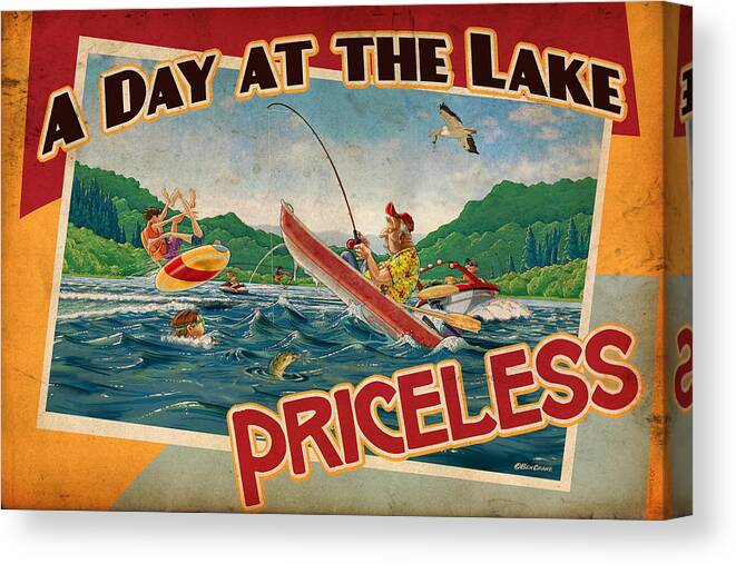 Ben Crane Canvas Print featuring the painting Day at the Lake by JQ Licensing