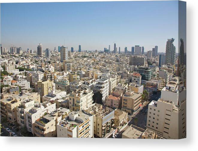 Tranquility Canvas Print featuring the photograph Day View Of Tel Aviv City by Barry Winiker