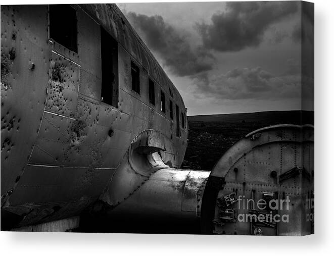 Black And White. B / W Stones Canvas Print featuring the photograph Dc-3 by Gunnar Orn Arnason