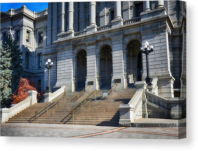 Downtown Canvas Print featuring the mixed media Denver Capitol Building by Angelina Tamez