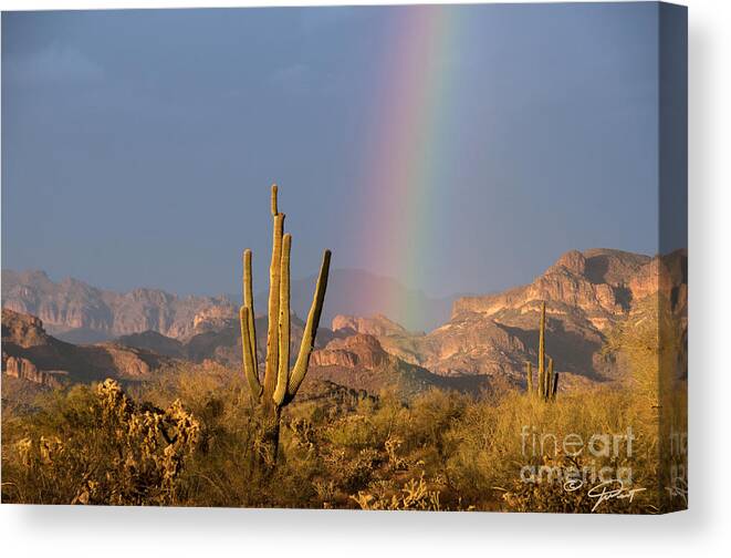 Rainbow Canvas Print featuring the photograph Desert Rainbow of Grace by Joanne West