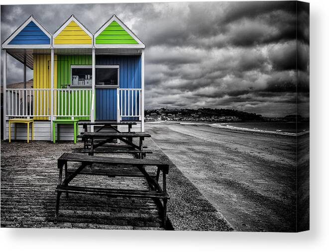 Jersey Canvas Print featuring the photograph Deserted Cafe by Nigel R Bell