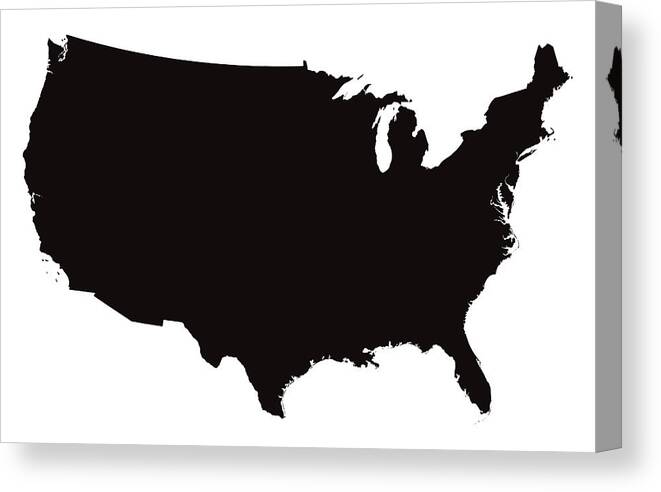Continent Canvas Print featuring the drawing Detailed Map of the United States of America by Bamlou