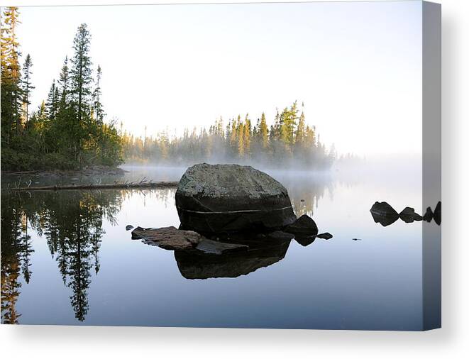 Early Morning On A Lake Canvas Print featuring the photograph Devilfish Dawn by Sandra Updyke