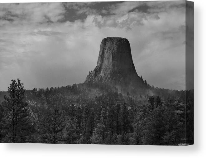 Devil's Tower Canvas Print featuring the photograph Devil's Tower Burns by Nadalyn Larsen