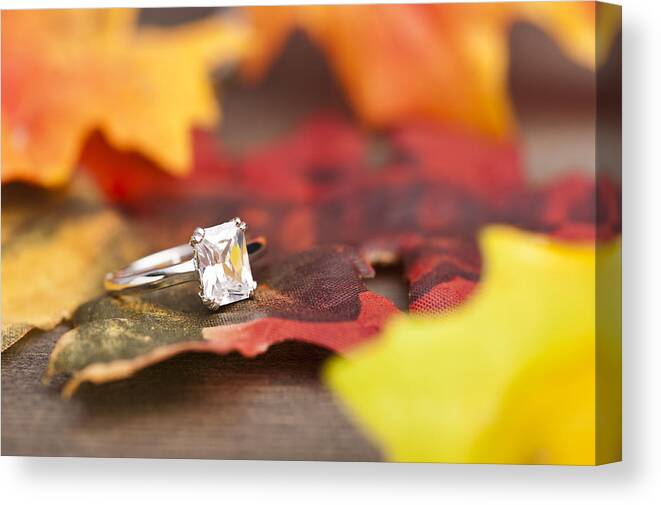 Red Canvas Print featuring the photograph Diamond Engagement ring by U Schade