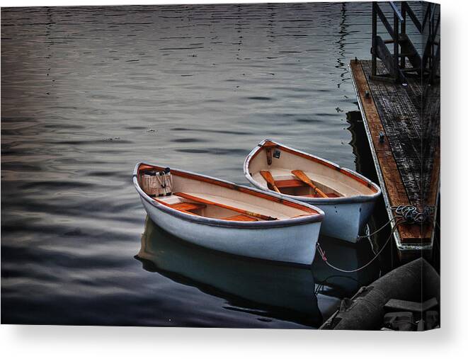 Marblehead Harbor Canvas Print featuring the photograph Dinghies waiting by Jeff Folger