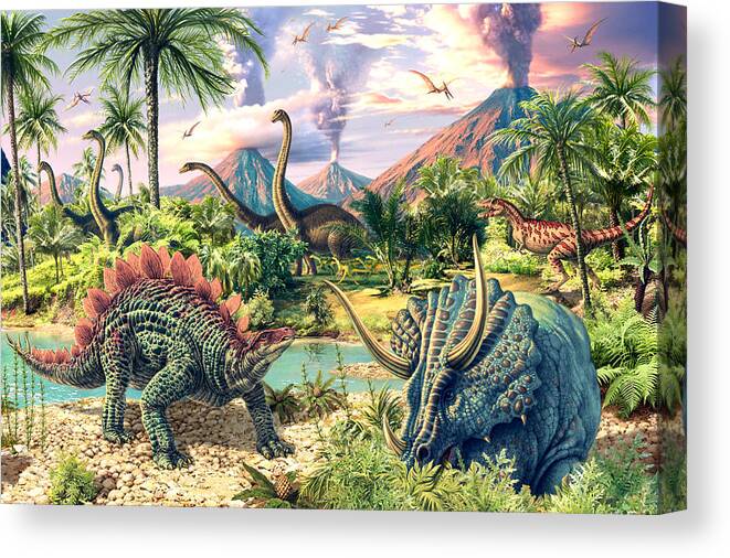 Adventure Canvas Print featuring the photograph Dinosaur Volcanos - Crop Right by MGL Meiklejohn Graphics Licensing
