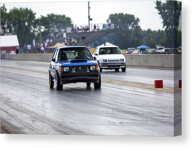 Dodge Canvas Print featuring the photograph Dodge Omni GLH vs RWD Dodge Shadow - Without Times by Josh Bryant