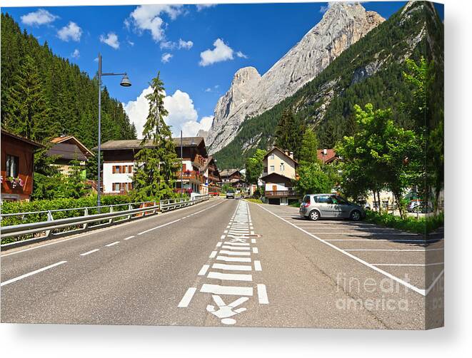 Alpine Canvas Print featuring the photograph Dolomiti - Penia village in Val di Fassa by Antonio Scarpi