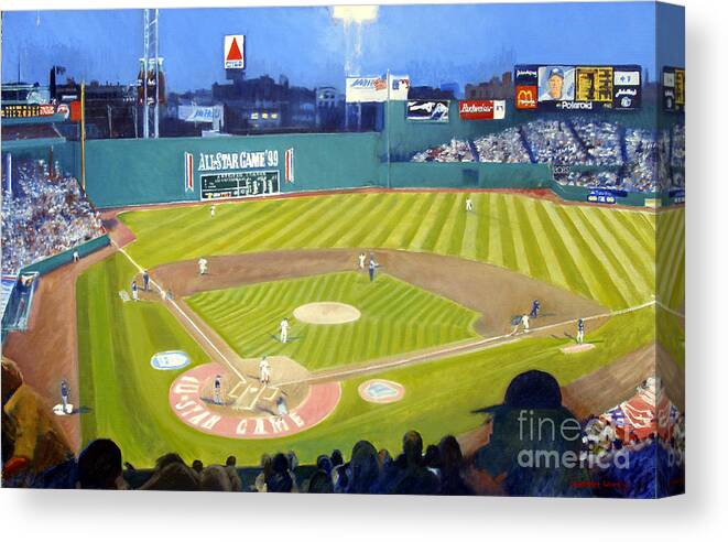 Boston Red Sox Canvas Print featuring the painting Double Play in Fenway by Candace Lovely