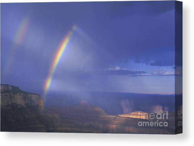 North America Canvas Print featuring the photograph Double Rainbow at Cape Royal Grand Canyon National Park by Dave Welling