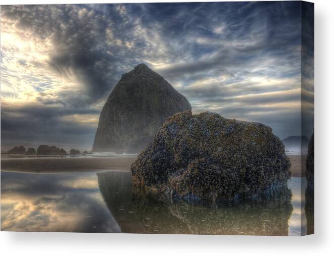 Haystack Rock Canvas Print featuring the photograph Double Rock by Joseph Bowman