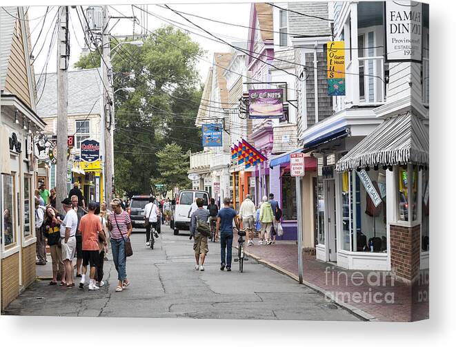 Provincetown Canvas Print featuring the photograph Downtown scene in Provincetown on Cape Cod in Massachusetts by William Kuta