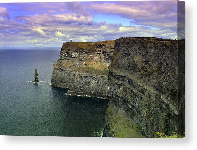 Cliffs Of Moher Canvas Print featuring the photograph Dramatic Cliffs Of Moher. by Terence Davis