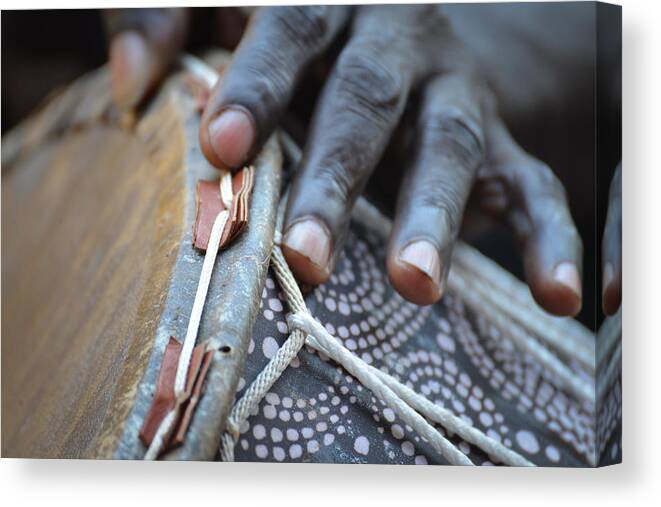 Accra Canvas Print featuring the photograph Drum Maker's Hands II by Ronda Broatch